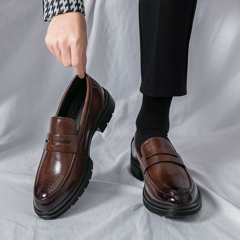 Grande taille sculpté affaires décontracté petit cuir britannique rétro ensemble pieds chaussures habillées pour hommes 38-46 yards