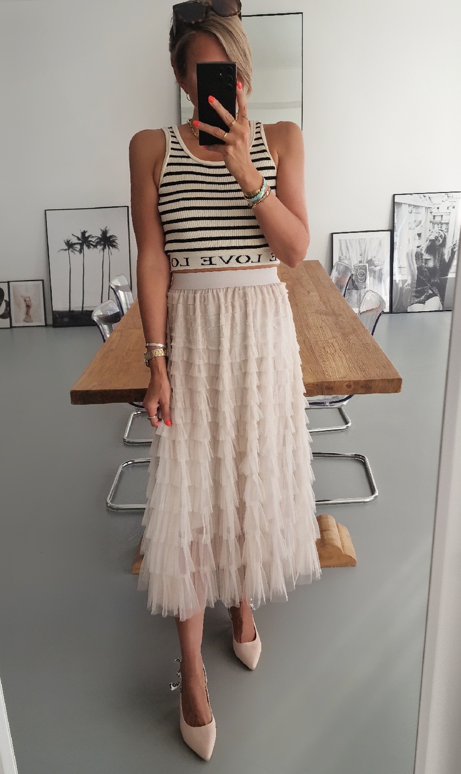 Women's new mesh skirt patchwork cake skirt_voghion.com