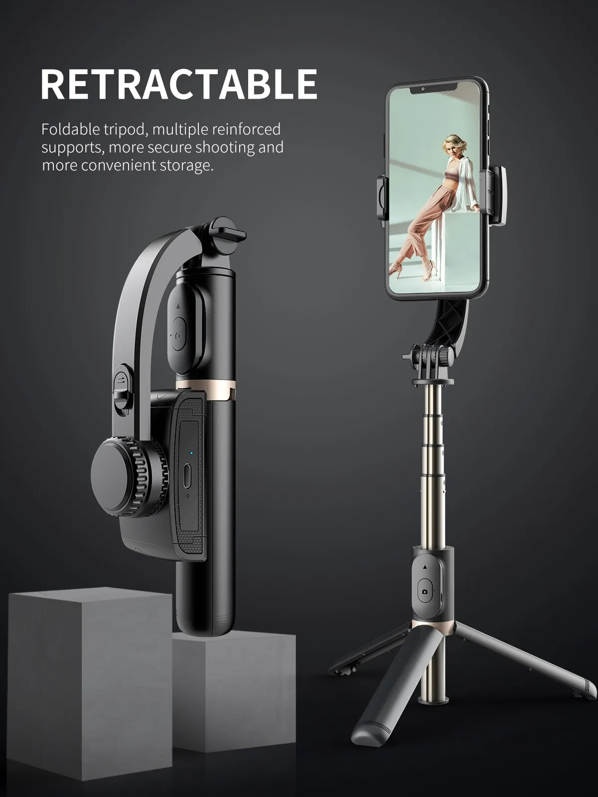 Mobile Video Anti Shaking Vlog Uniaxial Stabilizer Live Bluetooth Selfie Stick Tripod Horizontal And Vertical Shooting_voghion.com