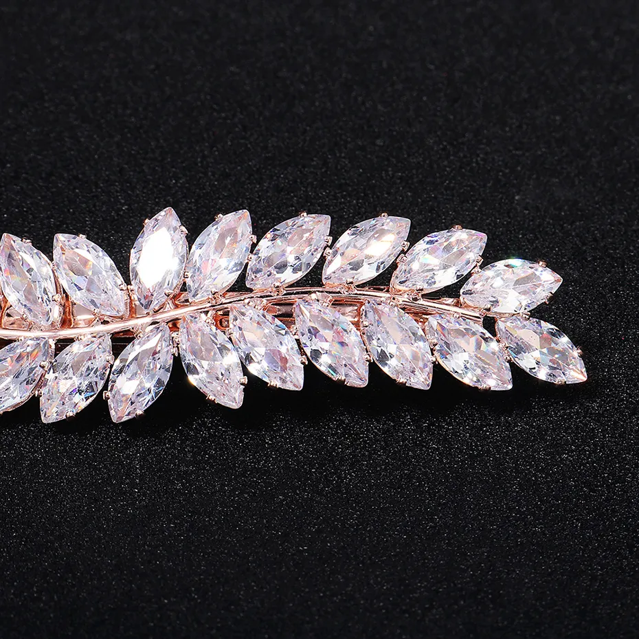 Miallo Modische Haarspange mit Zirkonia, Blatt-Clips für Frauen, Accessoires für Brautjungfern, Hochzeit, Haarschmuck, Party, Braut_voghion.com