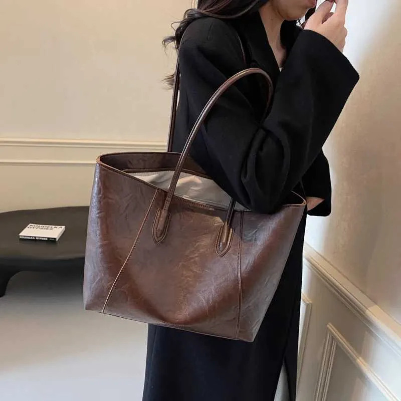 Borsa a tracolla casual da donna, alla moda, grande, per ufficio, per pendolari, con cerniera, per la spesa, a mano ..._voghion.com