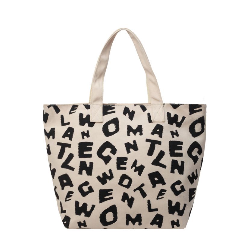 Persönlichkeit bedruckter Buchstabe Mommy Bag 2024 neue Textur Farbkontrast Freizeit Canvas große Kapazität Tote_voghion.com