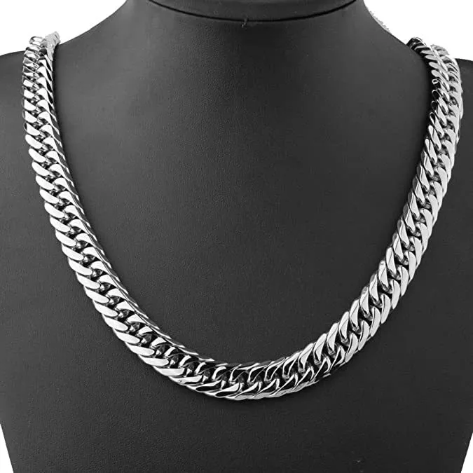 Chaînes Bijoux en acier titane Ne se décolore pas Collier chaîne en acier inoxydable pour homme Extra épais et large_voghion.com