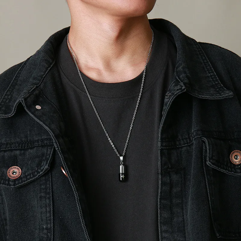 Lanci od nehrđajućeg čelika s privjeskom i šupljim kućištem za muškarce i žene, urna za kremiranje, križ, nakit za uspomenu_voghion.com