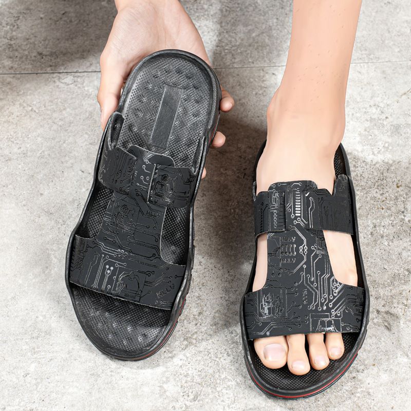 2023 Summer New One line Tuo Beach Shoes Soft Sole Casual Anti slip Large 48 Men's Sandals and Slippers_voghion.com