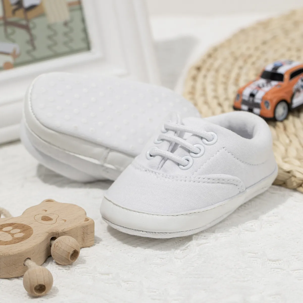 Happysteps Babyschuhe für Kleinkinder, Jungen und Mädchen, Canvas, Turnschuhe, Neugeborene, Schnürschuhe, rutschfest, Sportschuhe, Lauflernschuhe_voghion.com