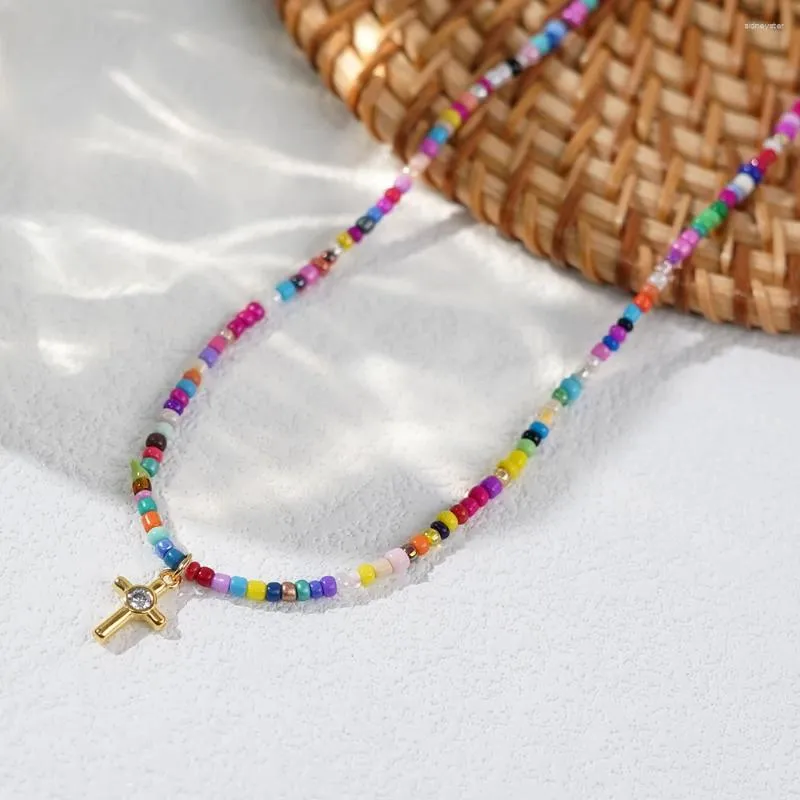 Kæder Go2boho Boho Minimalistisk Håndlavet Tilbehør Design Kors Vedhæng Perlehalskæder Til Kvinder Mænd Sommer Strand_voghion.com