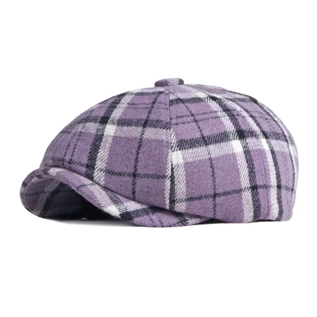 Gran oferta de gorras de vendedor de periódicos de poliéster a cuadros para otoño e invierno, gorras de visera plana para hombres y mujeres, boinas de pintor, sombreros 61_voghion.com