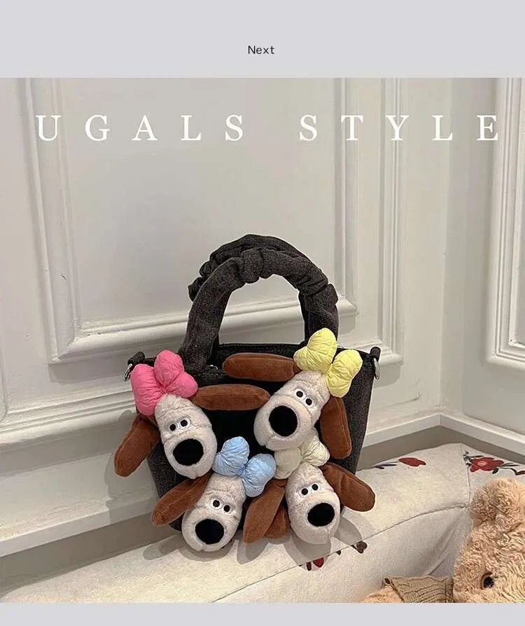Bolso de mano de mezclilla con forma de cubo de peluche para mujer, de gran capacidad, estilo bandolera, informal_voghion.com