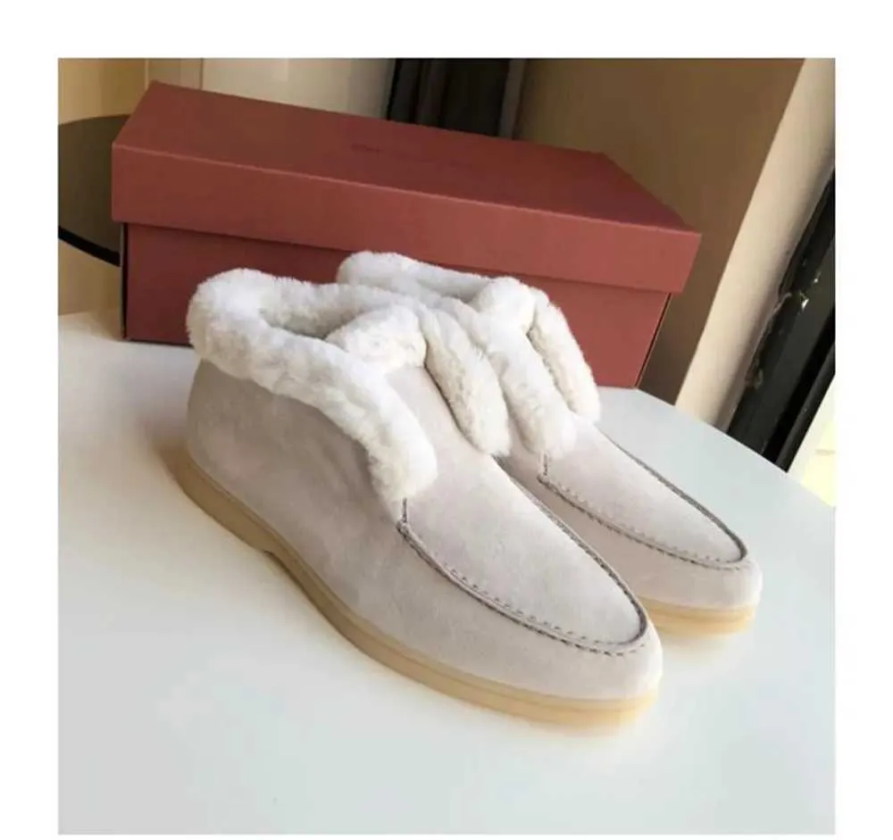 Casual Winter Short Snow Boots for Women Natural Wool Fur Loafers Cow Suede Warm Flat Shoes L * P z241106_voghion.com
