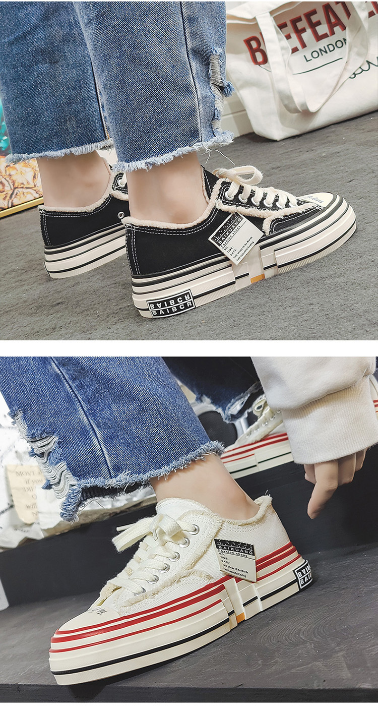 New Celebrity Same Style Beggar Vulcanized Thick Sole Increase Low Top Couple Canvas Trendy Shoes for Men and_voghion.com