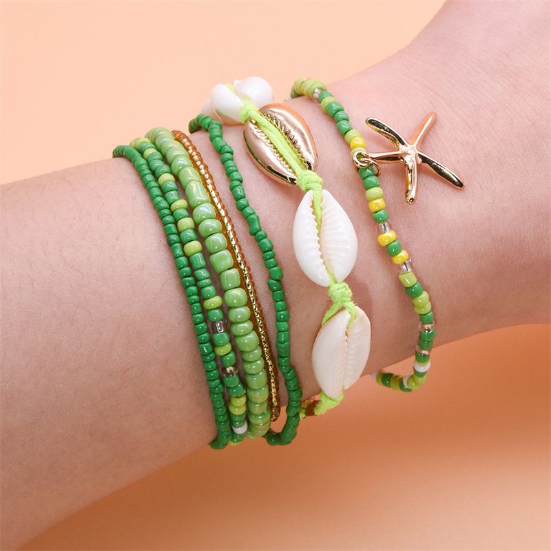 Hot Selg Sommer Dopamin Böhmisches Ozean-Strand-Seestern-Muschel-Reis-Perlen-Mehrschicht-Armband_voghion.com