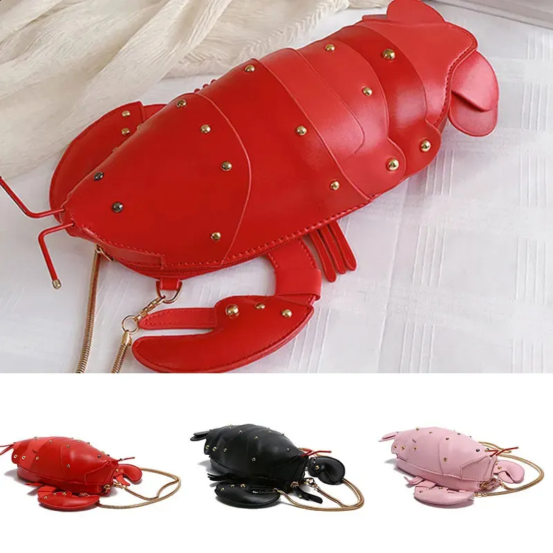 Modische, süße Umhängetaschen aus PU-Leder in Hummerform für Frauen, Schultertasche für Damen, Umhängetasche 240820_voghion.com