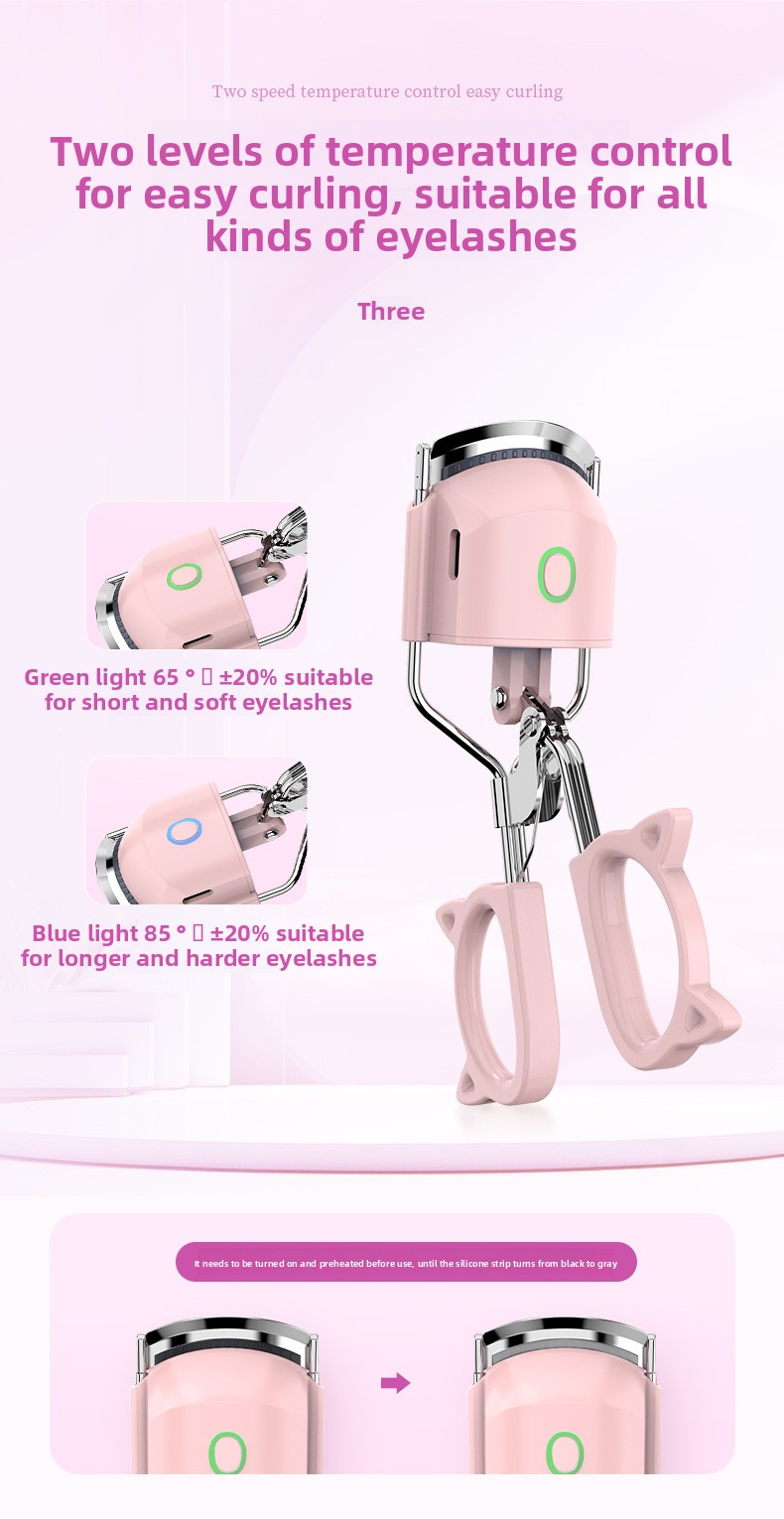Upgraded Rechargeable Heated Eyelash Curler - Metal Electric Lash Curling Tool With 2-Speed Temperature Control_voghion.com