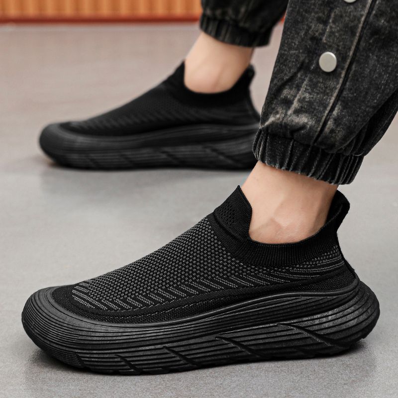 Men's new summer breathable flying woven men's thick soles all casual sports outdoor fashion running shoes_voghion.com