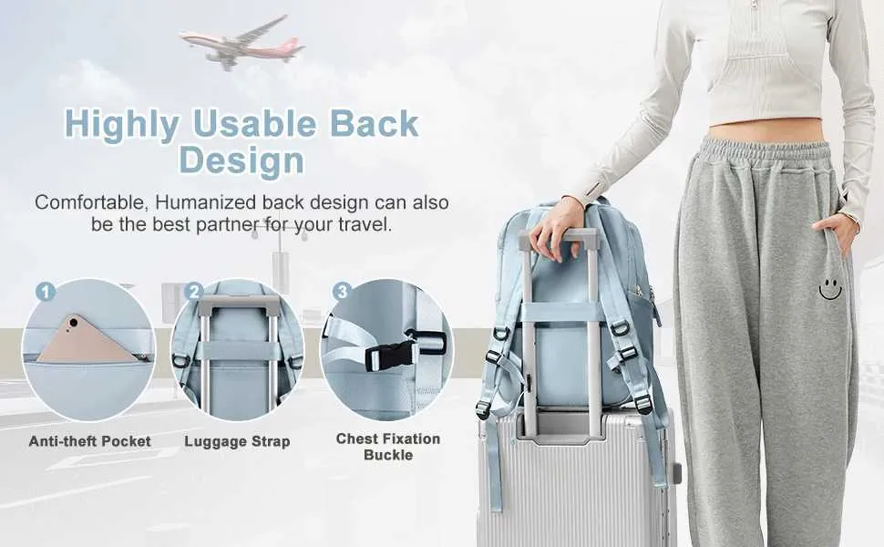 Laptop Women 15.6 College Work Travel Business Computer Backpack with USB Port Casual Daypack for Teacher NurseC241107_voghion.com