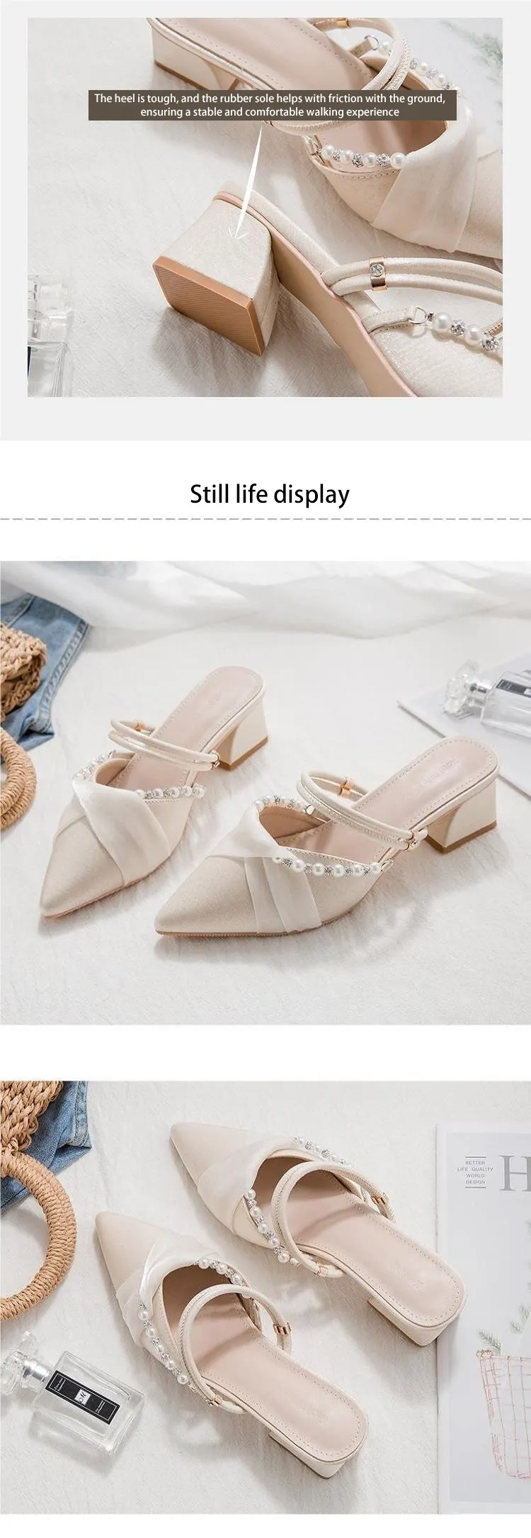Sandali estivi Pure Desire da donna, con tacco sottile, punta affilata, cavi e versatili, piccoli e profumati._voghion.com