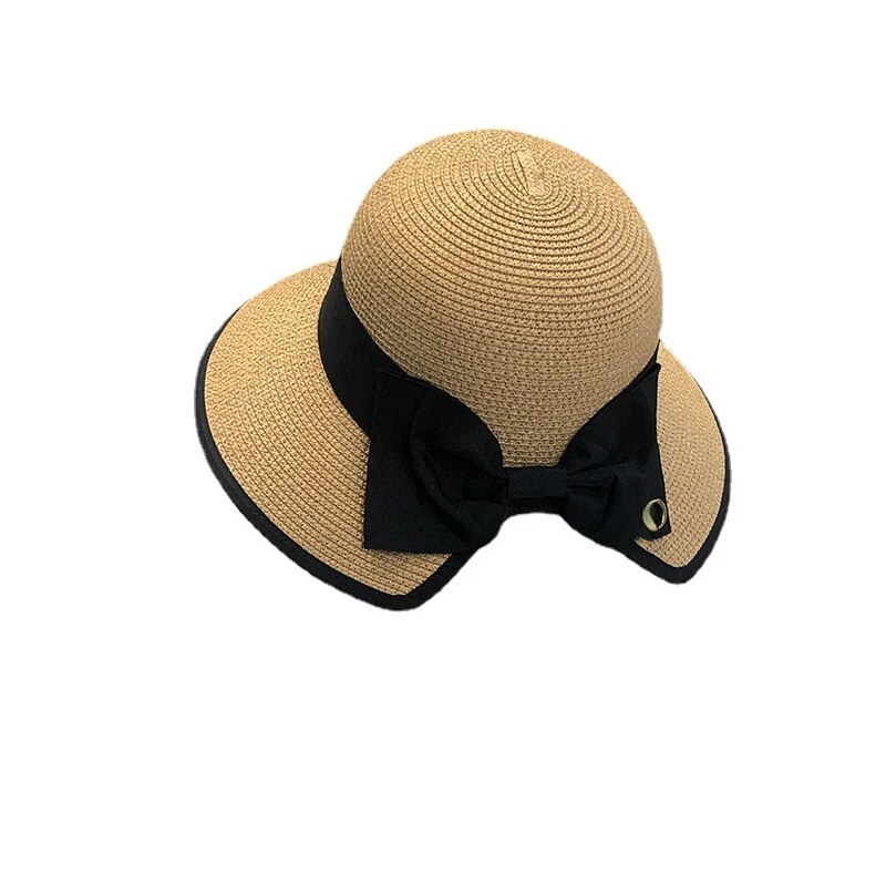 2024 Hot Selling Women's Personalized Fashion Letter Sunscreen Bow Grass Knitted Hat UV Protection Summer Breathable Sports Couple Sun Hat_voghion.com