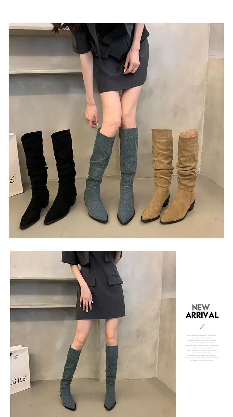 Bottes de cowboy occidentales pointues à talons épais pour enfants, nouvelle collection printemps et automne 2024, sans courrier_voghion.com