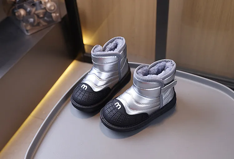 Winter Kids Youth Cotton Shoes Fashion Boys Girls Ankle Boots Littlesprouts Soft Bottom Warm Student Boot Sier Black_voghion.com