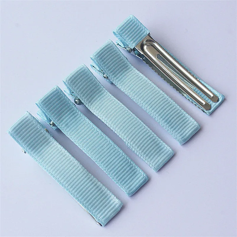 300pcs 5cm Grosgrain Ribbon Lined Alligator Hairpins for Princess Girls Ponytail Clips Children Metal Hair Barrettes_voghion.com