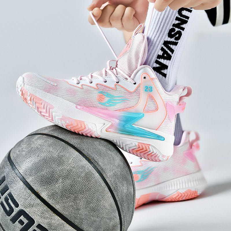 Basketballschuhe für Männer und Frauen Paare Mesh-Gewebe atmungsaktive rutschfeste rosa Sneakers_voghion.com