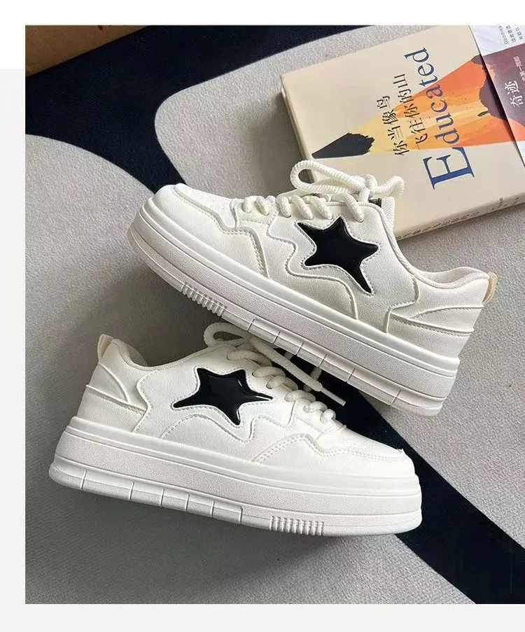 Academy Style Round Head Sponge Cake Thick Sole Casual Small White Fashionable And Comfortable High Height Board Shoes_voghion.com