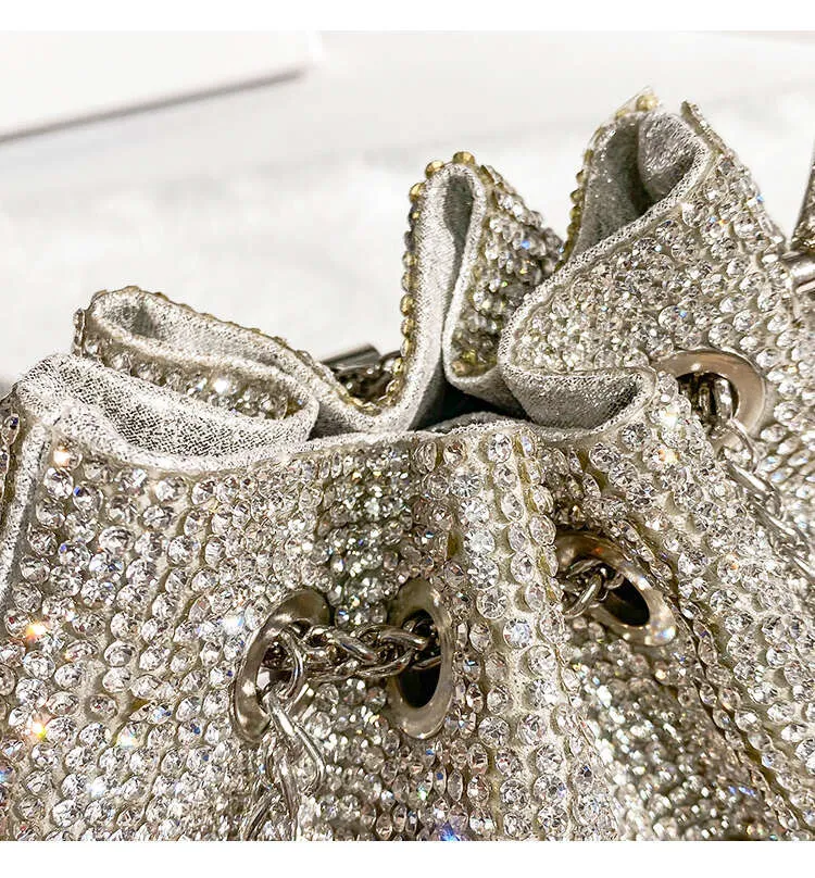 Rhies Dia Evening Clutch Designer Metal Ring Borsa da donna Borsa da sposa Borsa a secchiello Borsa a tracolla_voghion.com