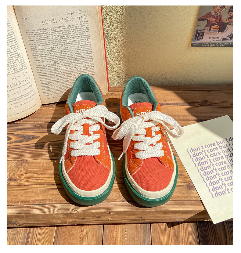 Women's Canvas Shoes Casual Round Toe Thick Sole Trainers_voghion.com