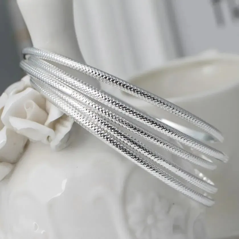 Beautiful Sterling Silver Bangle Bracelet For Women Pair Set_voghion.com