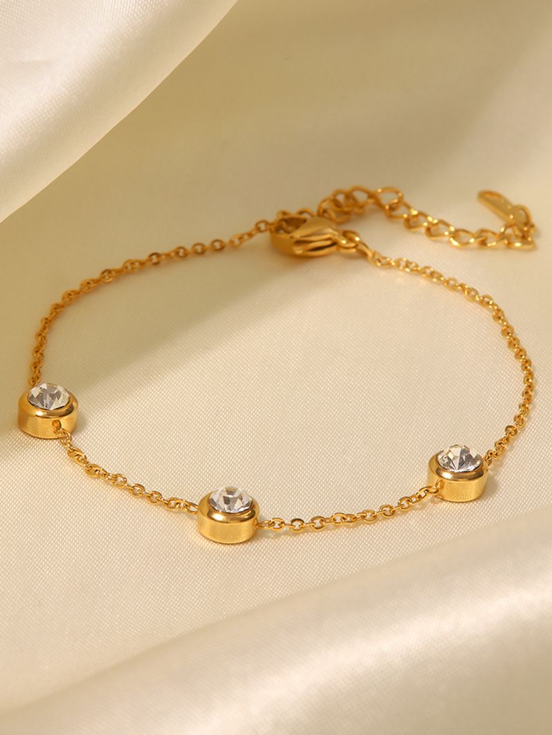 INS Internet Celebrity New Fashionable Gold-plated Round Zircon Stainless Steel Bracelet Trendy And Versatile Accessory_voghion.com