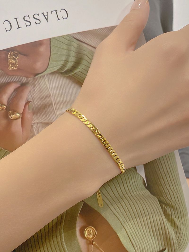Bracciale cubano in acciaio e titanio, stile hip-hop minimalista di alta qualità, unisex, resistente alla luce._voghion.com