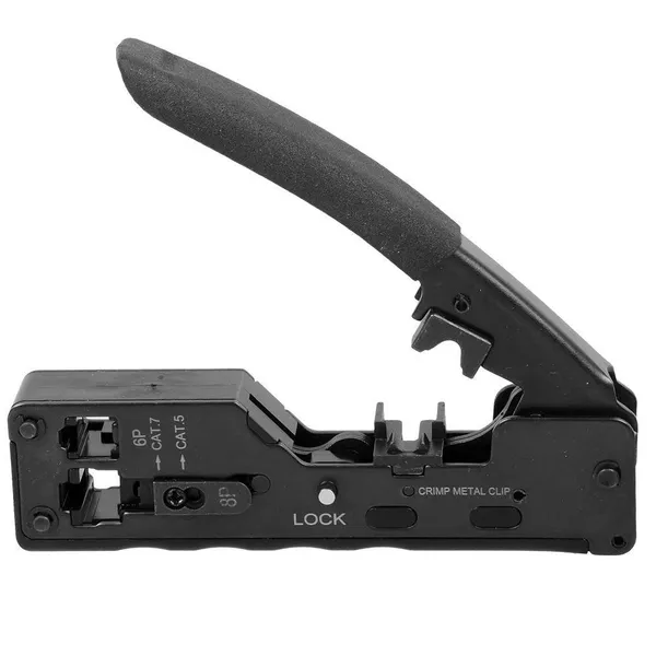 RJ45-Crimpzange, Abisolierzange, Schneidzange für vertikales Crimpen von Netzwerkkabeln mit Durchgangsbohrung, Cat7-, Cat6-, Cat5- und 8P6P-Zange_voghion.com