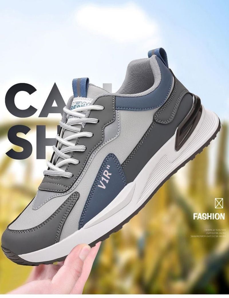 Zapatos deportivos casuales de suela gruesa versátiles para hombre, de cuero, para correr, de algodón, del mismo estilo, nuevos, 2024_voghion.com