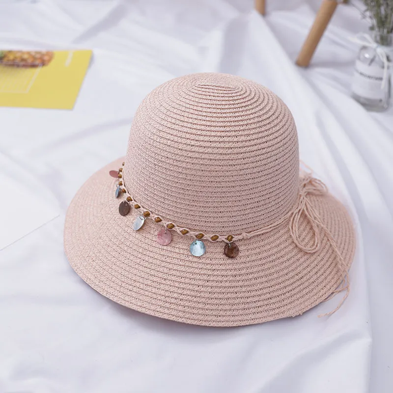 Straw Hat For Women And Kids Bowknot Straw Visor Summer Hat_voghion.com