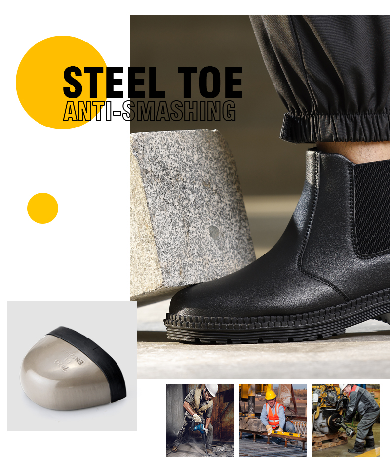 GUYISA Stivali di sicurezza Scarpe da lavoro a taglio medio Punta in acciaio Impermeabili Nero 5020 38-45_voghion.com