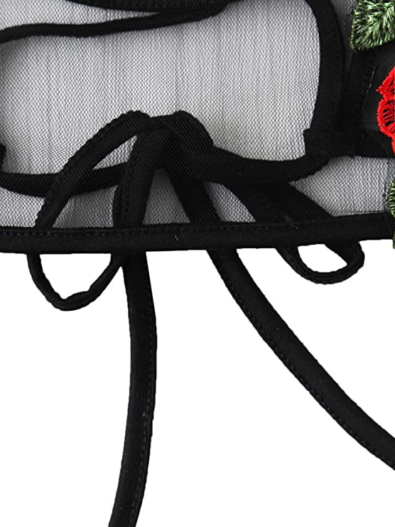 2025 neue Sexy Tiefe V Strap Dessous Für Frauen Mit Rose Stickerei Spitze Rohr Top_voghion.com