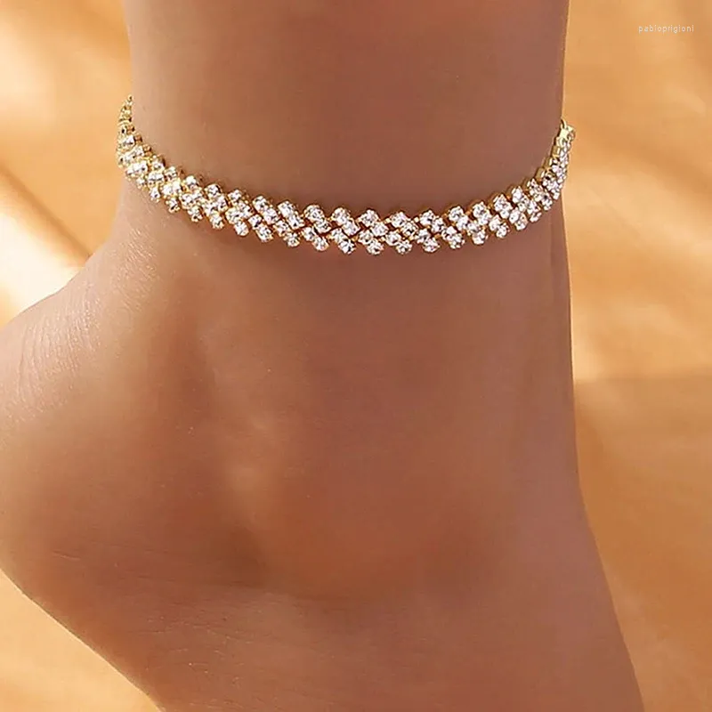 Fußkettchen Strandzubehör Kristall Raute Fußkettchen Für Frauen Böhmische Vintage Knöchel Sandalen Armband Kette Schmuck_voghion.com