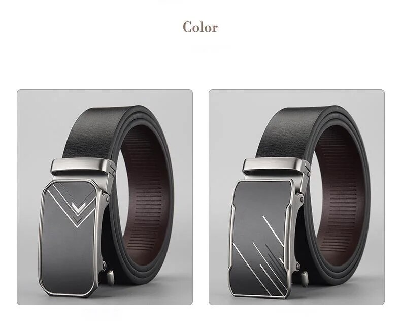 Genuine Leather Men's Automatic Buckle Belt Business Style_voghion.com