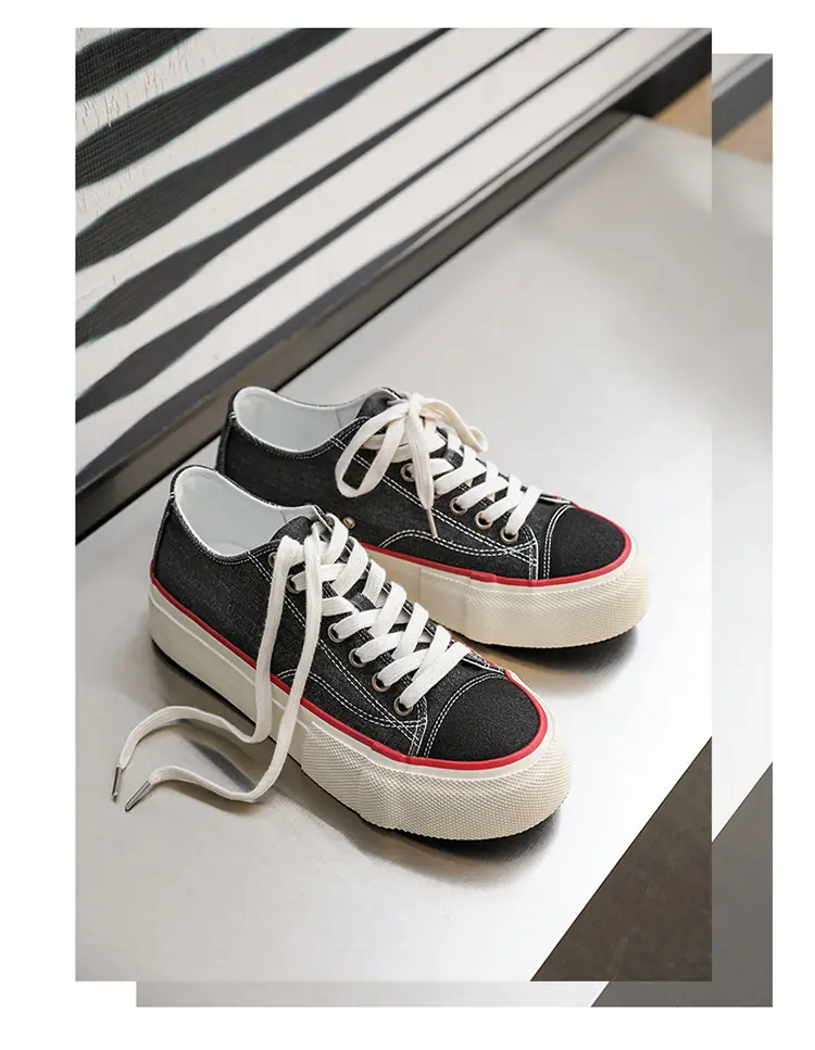 Canvas Shoes For Men, Casual Low Top Trainers With Thick Sole_voghion.com