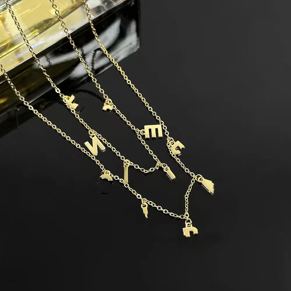 Collana girocollo alla moda firmata con catena in argento placcato oro in acciaio inossidabile con lettera pendente collane per gioielli da donna_voghion.com
