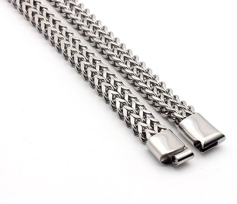 Doppellagiges kubanisches Armband für Männer, trendige Marke, verbreitertes dominantes Netz, Fischgräten-Sier-Armband, Titanstahl_voghion.com