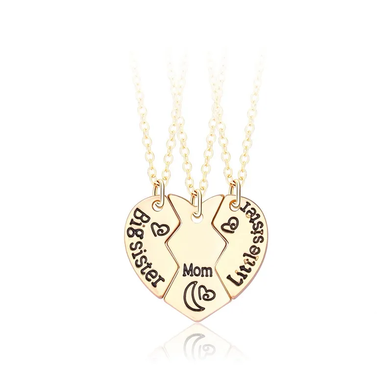 Moeder zus hartjes ketting set met hanger voor dames_voghion.com