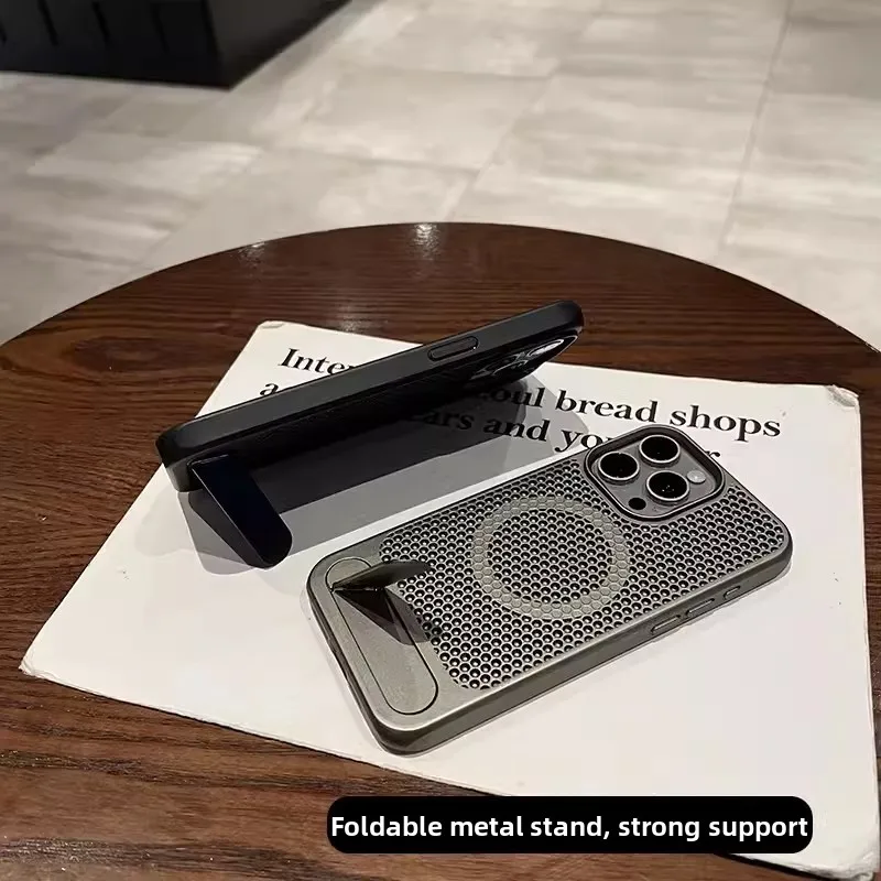 Firm Support Magnetic Case Honeycomb Air Flow Cooling Foldable Stand Wear Proof All IPhone Compatible Shell_voghion.com