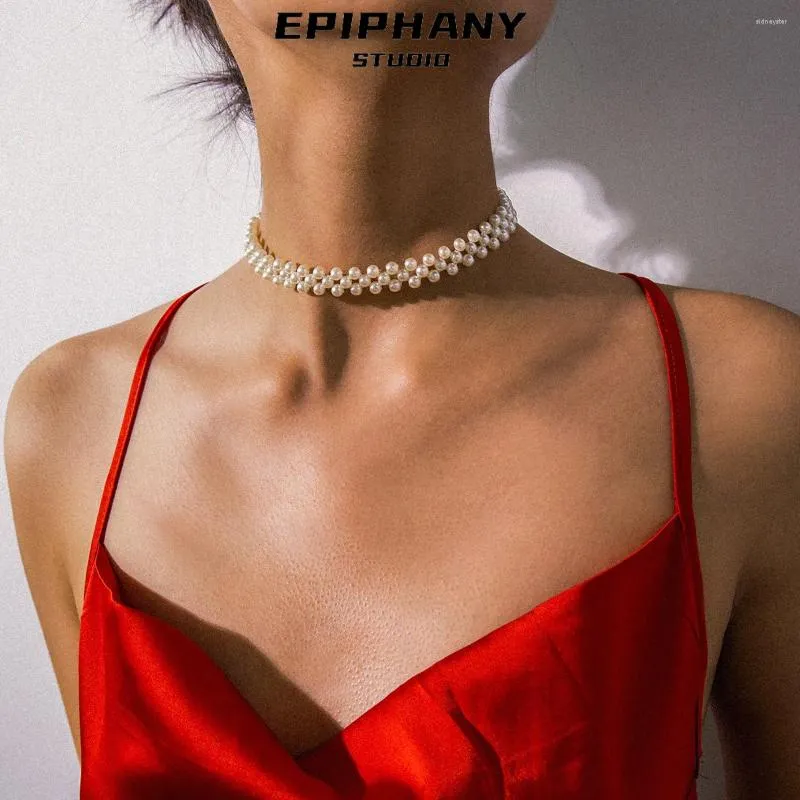 Chaînes Bijoux transfrontaliers Collier de perles de mode Collier court en perles géométriques élégant fait à la main Collares Para Mujer_voghion.com