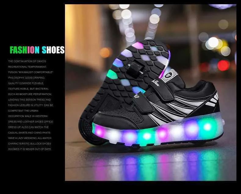Sneakers Roller Skates 2 Wheels Shoes Glowing Lighted Led Children Boys Girls Kids Fashion Luminous Sports Boots Casual_voghion.com