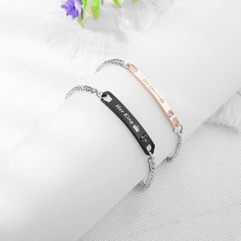 Braccialetto con scritta Selg, semplice e alla moda, con corona e coppia, modello Dia_voghion.com