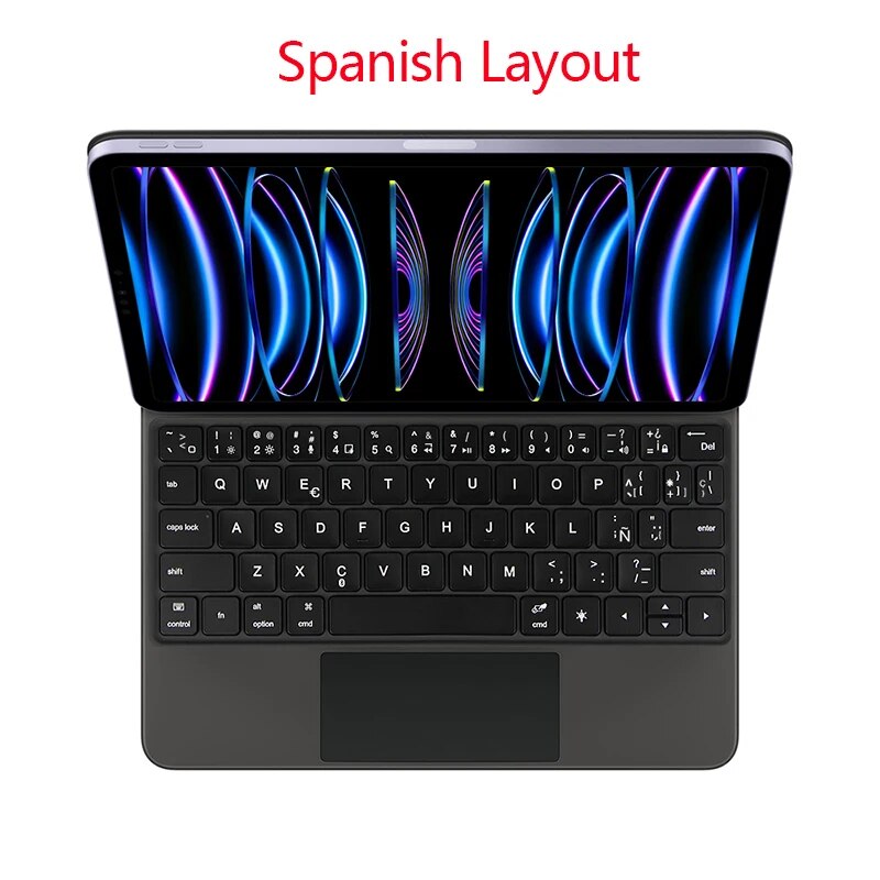 TrackPad Magic Keyboard For iPad Pro 11 2022-2018 Air 5 4 10.9 Air4 Air5 Tablet Case Arabic Hebrew French German Portuguese_voghion.com
