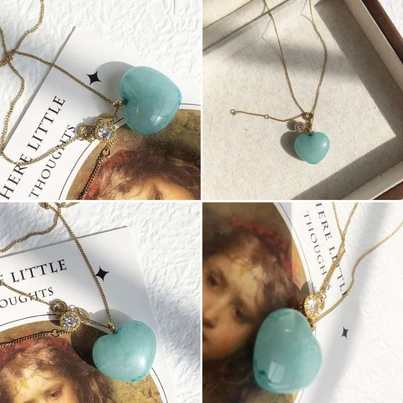 Colliers pendentifs Collier coeur vintage Collier mode charme fine chaîne ras du cou Bijoux_voghion.com