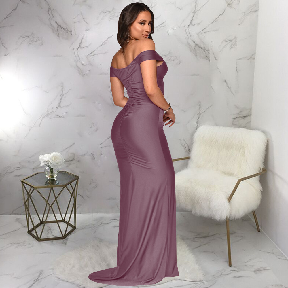 Damenkleid Mit V-ausschnitt One-shoulder-stil Und Schlitz Sommer_voghion.com